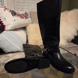 Ralph Lauren Black Leather Lace-Up Boots